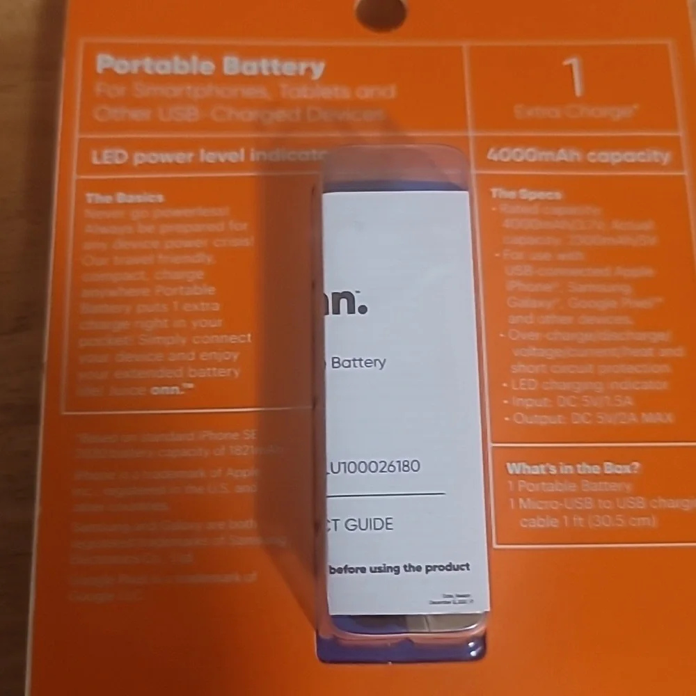 Portable battery charger 4000mAh capacity